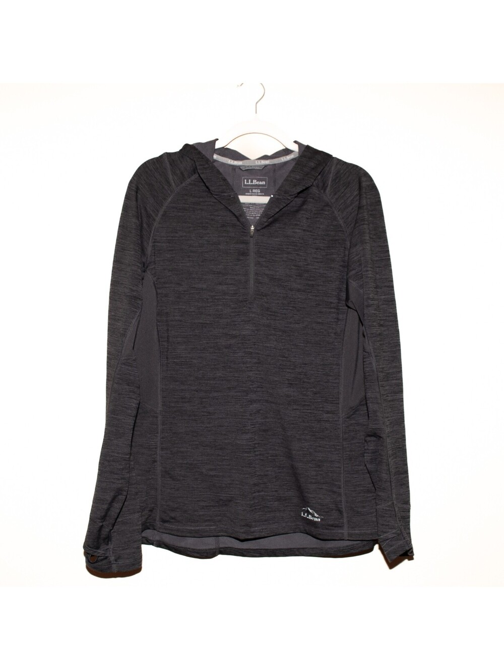 L.L.Bean Hooded Quarter Zip Pullover Gray Gorpcore Athleisure Outdoor Womens L